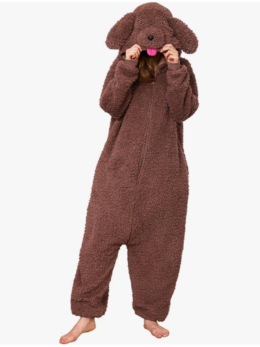NWOT Fuzzy Poodle Puppy Dog Animal Pajamas Romper Halloween Costume